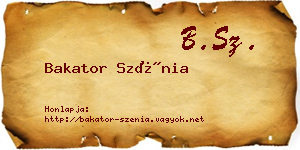 Bakator Szénia névjegykártya